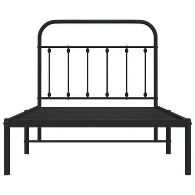 vidaXL Cadre de lit métal sans matelas avec tête de lit noir 100x190cm