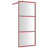 vidaXL Paroi de douche avec verre ESG transparent rouge 80x195 cm