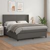 vidaXL Sommier &agrave; lattes de lit avec matelas Gris 180x200 cm Similicuir