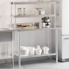 vidaXL Table de travail de cuisine avec étagère 110x55x150 cm inox