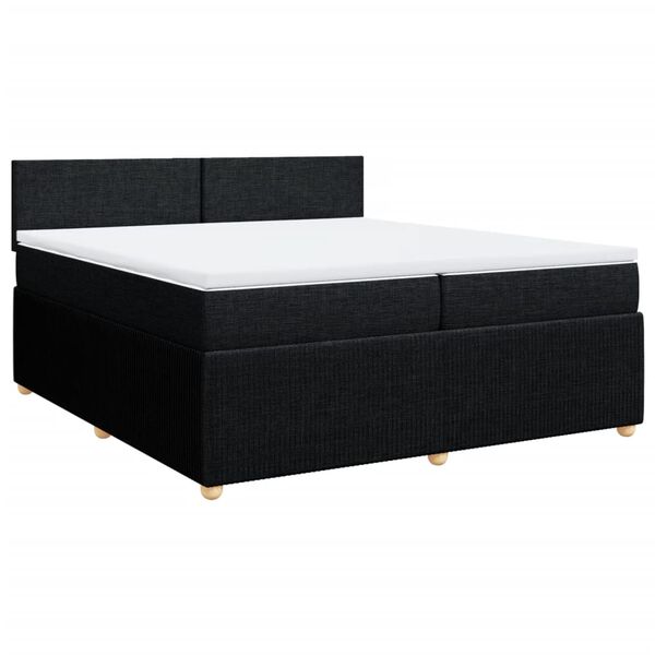 vidaXL Sommier &agrave; lattes de lit avec matelas Noir 200x200 cm Tissu