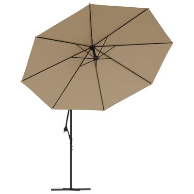 vidaXL Parasol de jardin en porte-à-faux et lumières LED mât en métal