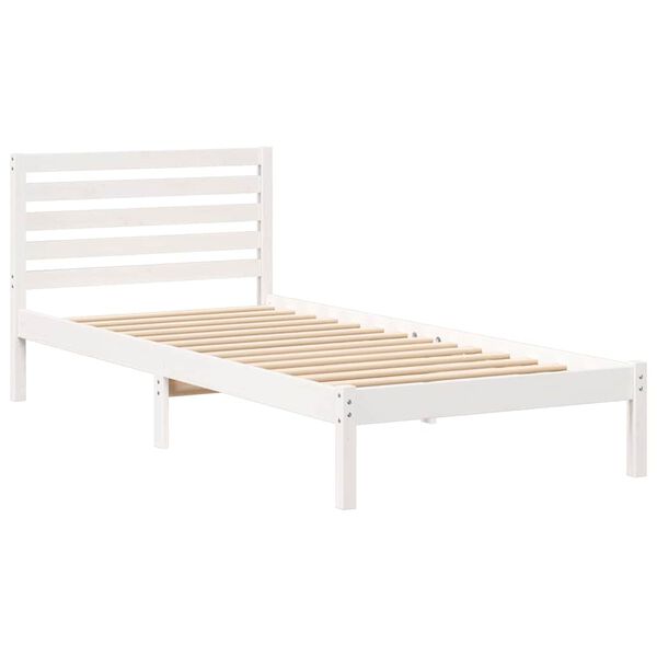 vidaXL Cadre de lit avec t&ecirc;te de lit Blanc 80 x 220 cm Pin massif