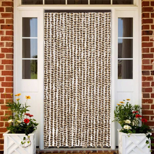 vidaXL Rideau anti-mouches beige et marron 90x200 cm chenille