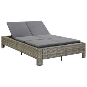 vidaXL Transat &agrave; 2 places avec coussin Gris R&eacute;sine tress&eacute;e