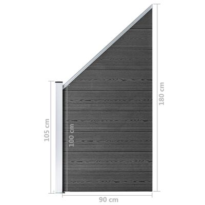 vidaXL Ensemble de panneau de clôture WPC 965x(105-186) cm Noir