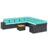 vidaXL Ensemble de canap&eacute; de jardin 11 pcs avec coussins noir