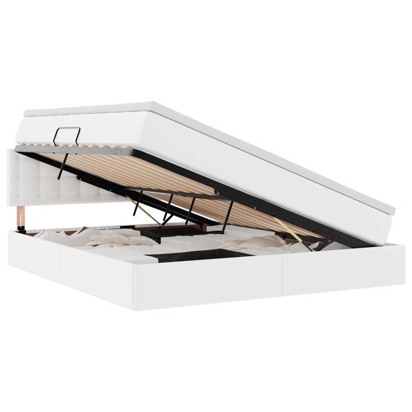 vidaXL Lit avec rangement et LED avec matelas Blanc pur 180 x 200 cm