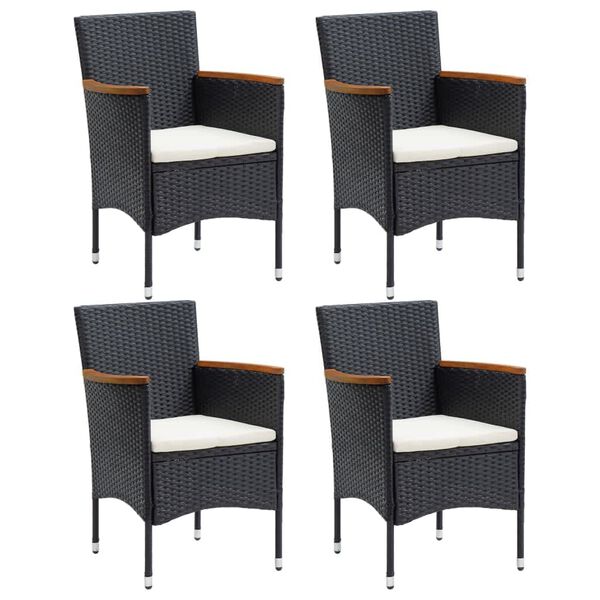 vidaXL Ensemble &agrave; d&icirc;ner de jardin avec coussins 5 pcs poly rotin noir