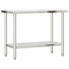 vidaXL Table de travail de cuisine avec étagère 110x55x150 cm inox