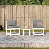 vidaXL Salon de jardin 3 pcs blanc bois massif de pin