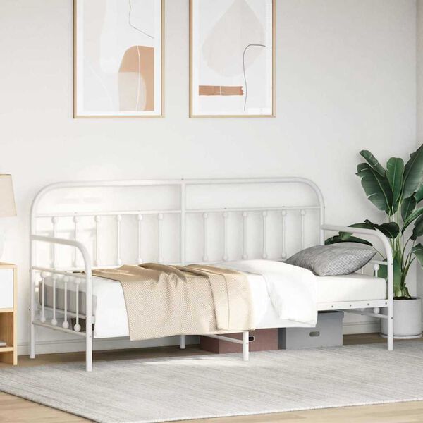 vidaXL Cadre de lit de jour Blanc 75 x 190 cm Acier enduit de poudre