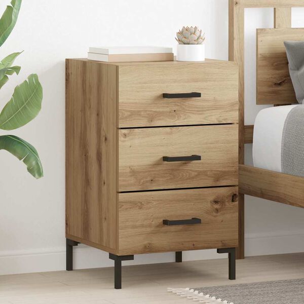 vidaXL Cabinet de chevet avec tiroir Ch&ecirc;ne artisanal 40 x 40 x 66 cm