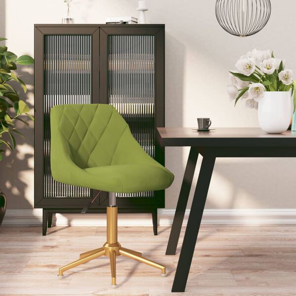 vidaXL Chaise pivotante de salle &agrave; manger Vert clair Velours