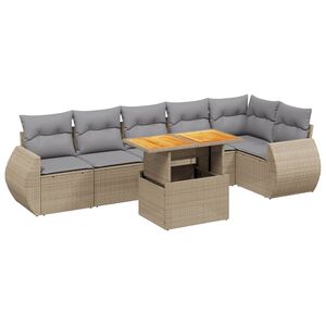 vidaXL Salon de jardin avec coussins 7 pcs beige r&eacute;sine tress&eacute;e