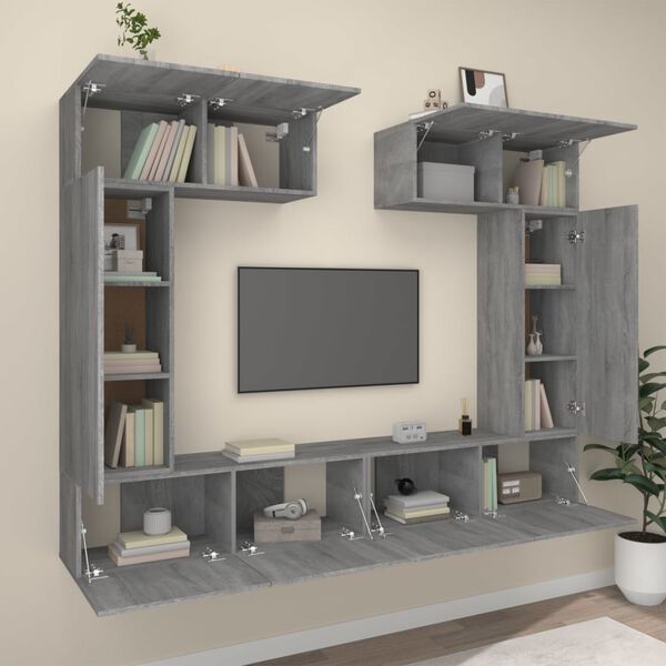 vidaXL Ensemble de meubles TV 6 pcs Sonoma gris Bois d'ing&eacute;nierie