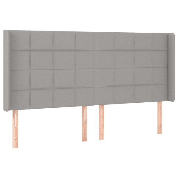 vidaXL T&ecirc;te de lit &agrave; LED Gris clair 163x16x118/128 cm Tissu