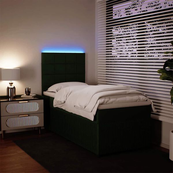 vidaXL Sommier &agrave; lattes de lit avec matelas Vert fonc&eacute; 90x190 cm