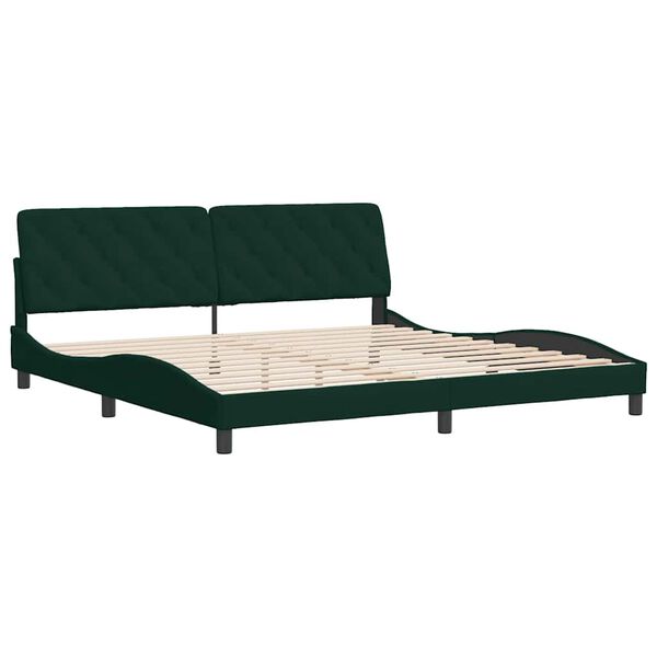 vidaXL Cadre de lit sans matelas vert fonc&eacute; 200x200 cm velours