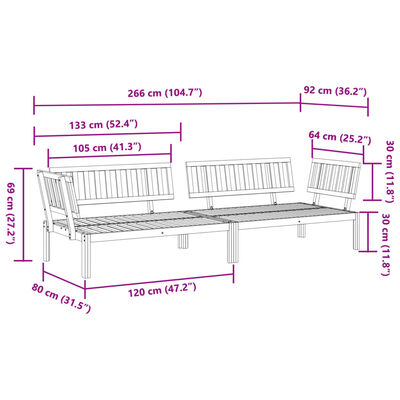 vidaXL Canapés d'angle palette de jardin 2 pcs bois massif d'acacia