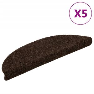 vidaXL Tapis d'escalier auto-adh&eacute;sifs 5 pi&egrave;ces 56 x 17 x 3 cm Marron Demi-rond
