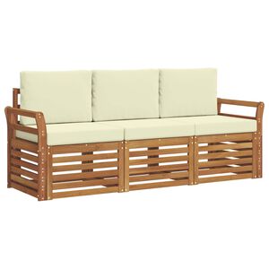vidaXL Ensembles de canap&eacute;s 3 pc Naturel et Cr&egrave;me Bois d'Acacia Massif