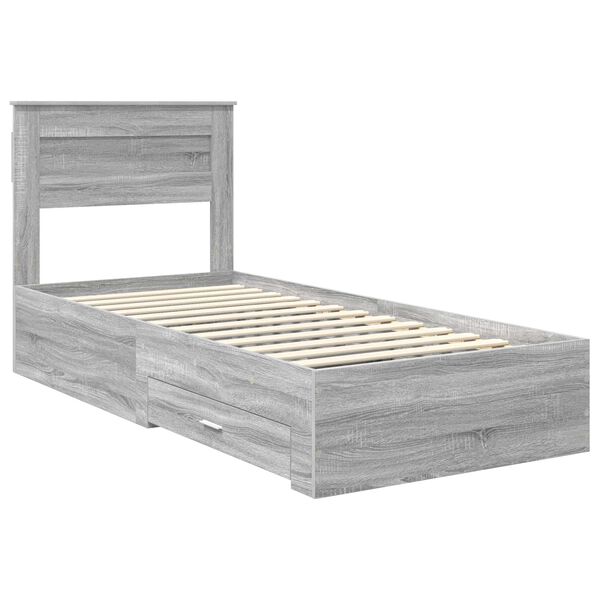 vidaXL Cadre de lit Gris Sonoma 90 x 200 cm Bois d'ing&eacute;nierie