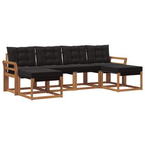 vidaXL Ensemble de canap&eacute;s d'ext&eacute;rieur 6 pc Naturel et Noir