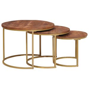 vidaXL Tables basses gigognes 3 pc Marron miel 60 x 60 x 45 cm