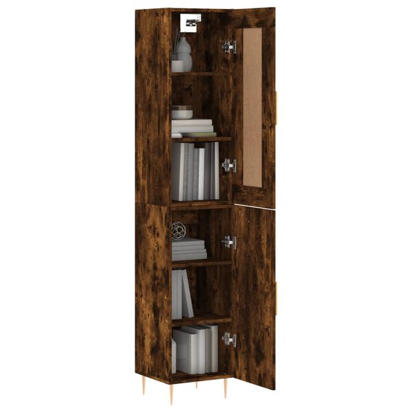 vidaXL Buffet haut Ch&ecirc;ne fum&eacute; 34,5x34x180 cm Bois d'ing&eacute;nierie