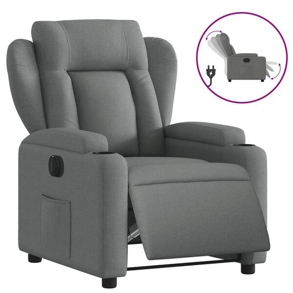 vidaXL Fauteuil inclinable &eacute;lectrique Gris fonc&eacute; Tissu