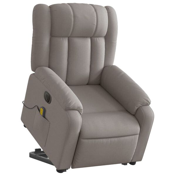 vidaXL Fauteuil inclinable de massage &eacute;lectrique Taupe Tissu