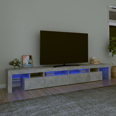 vidaXL Meuble TV avec lumières LED Gris béton 260x36,5x40 cm