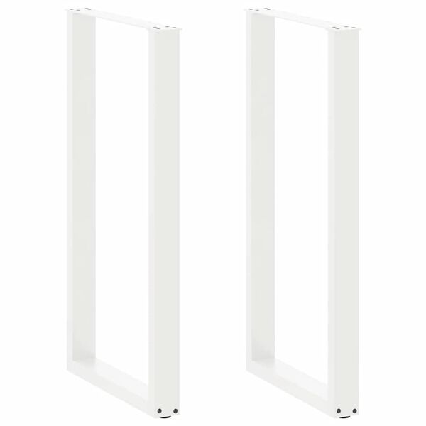 vidaXL Pieds de table de bar en U, 2 pièces, blanc, 60 x (110-111) cm, acier
