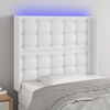 vidaXL T&ecirc;te de lit &agrave; LED Blanc 103x16x118/128 cm Similicuir