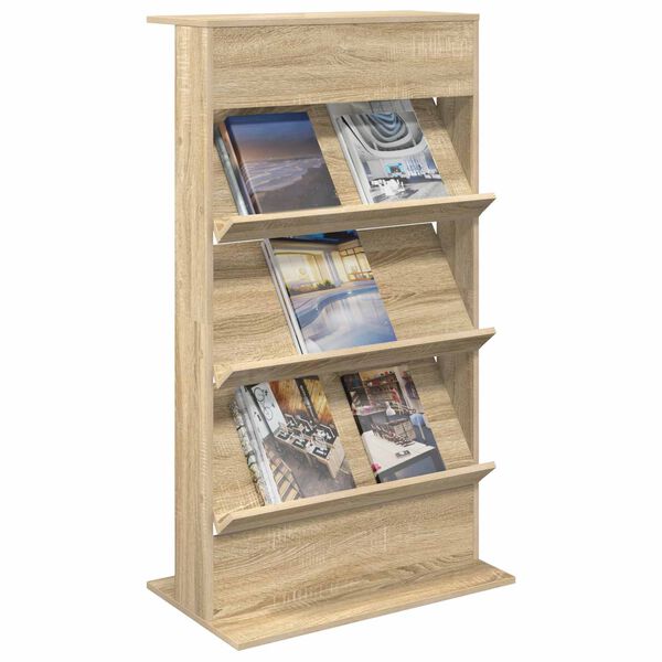 vidaXL &Eacute;tag&egrave;re &agrave; magazines avec &eacute;tag&egrave;re Ch&ecirc;ne Sonoma 70 x 41 x 126 cm