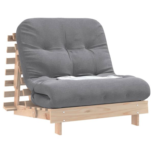vidaXL Canap&eacute;-lit futon avec matelas 90x206x11 cm bois massif de pin