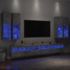 vidaXL Ensemble de meubles TV muraux 7pcs et lumi&egrave;res LED gris b&eacute;ton