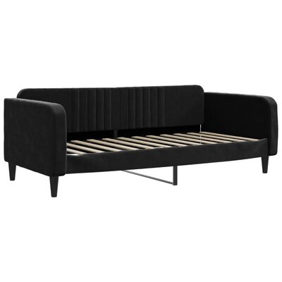 vidaXL Lit de jour avec matelas noir 90x200 cm velours