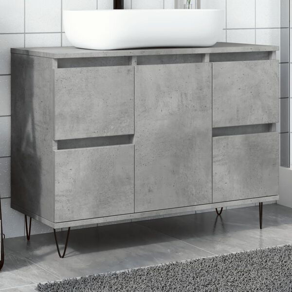 vidaXL Armoire salle de bain gris béton 80x33x60cm bois d'ingénierie