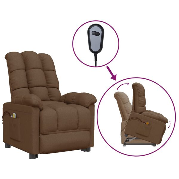 vidaXL Fauteuil de massage Marron Tissu