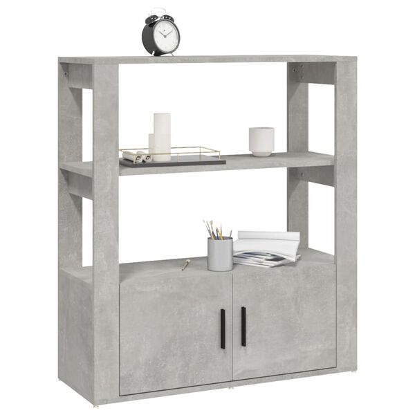 vidaXL Buffet Gris b&eacute;ton 80x30x90 cm Bois d'ing&eacute;nierie