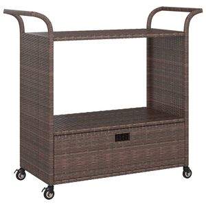 vidaXL Chariot de bar avec tiroir Marron 100x45x97 cm R&eacute;sine tress&eacute;e