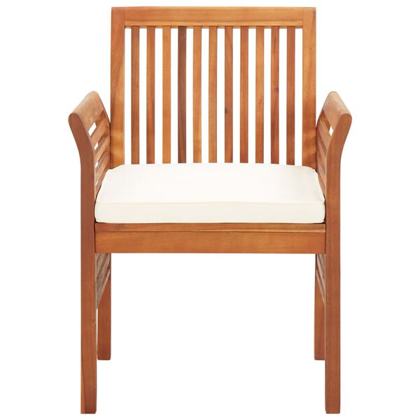 vidaXL Chaises &agrave; manger de jardin et coussins lot de 3 acacia massif