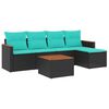 vidaXL Ensemble de canap&eacute; de jardin 6 pcs avec coussins noir r&eacute;sine tress&eacute;e
