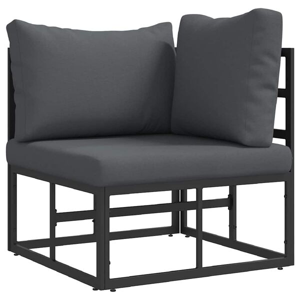 vidaXL Mobilier de jardin avec coussin avec oreiller Noir Aluminium