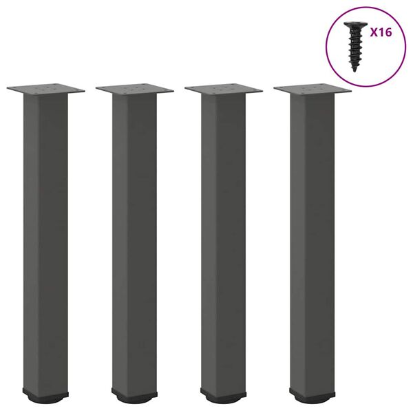 vidaXL Pieds de table console 4 pi&egrave;ces Anthracite 72-74 cm Acier