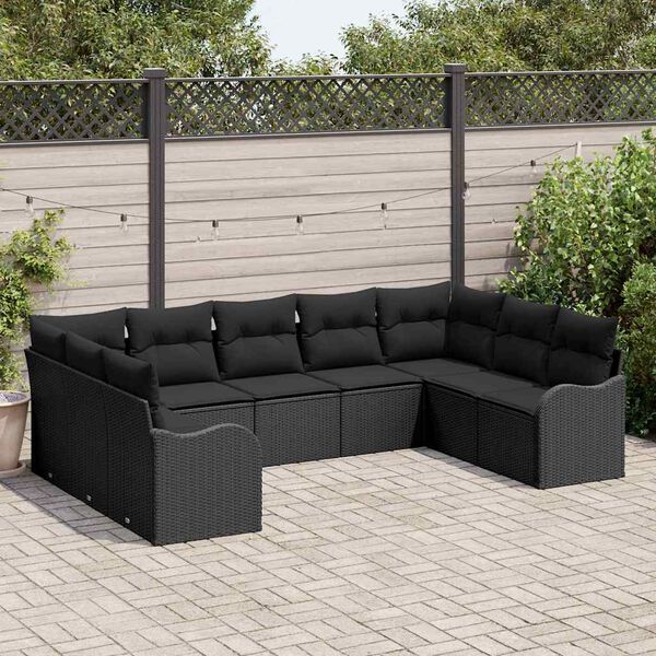 vidaXL Ensemble de canap&eacute; de jardin Noir polyrotin