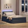 vidaXL Lit avec rangement et LED Gris fonc&eacute; 120 x 200 cm Velours