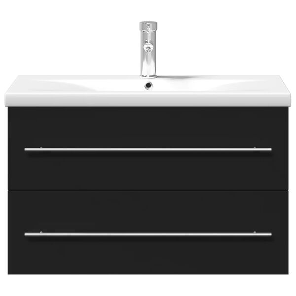 vidaXL Armoire lavabo de salle de bain avec bassin int&eacute;gr&eacute; noir